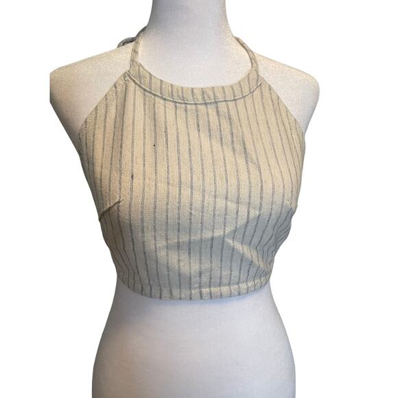 Rag & Bone Zoe Stripe Denim Crop Halter Top Size Small NWT - Picture 1 of 4